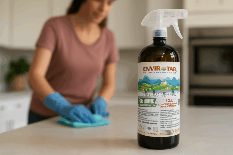 Cleaning a counter with Envirotab